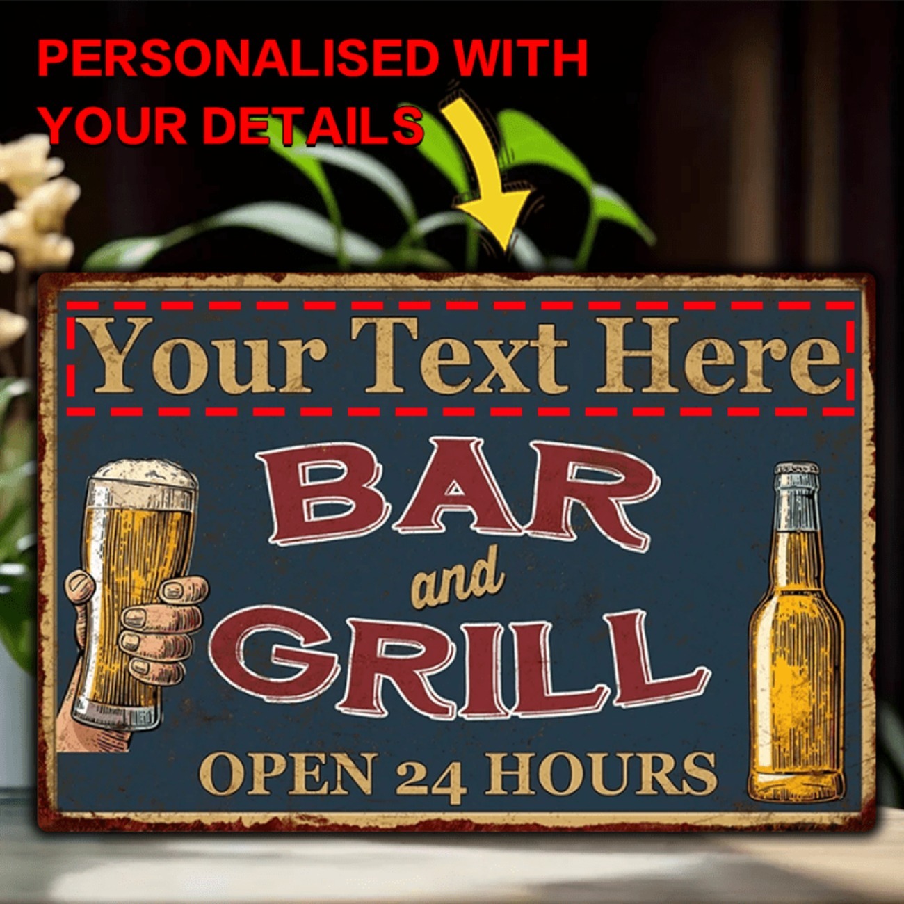 Home Bar Signs - Özelleştirilebilir Bar & Grill Alüminyum Metal