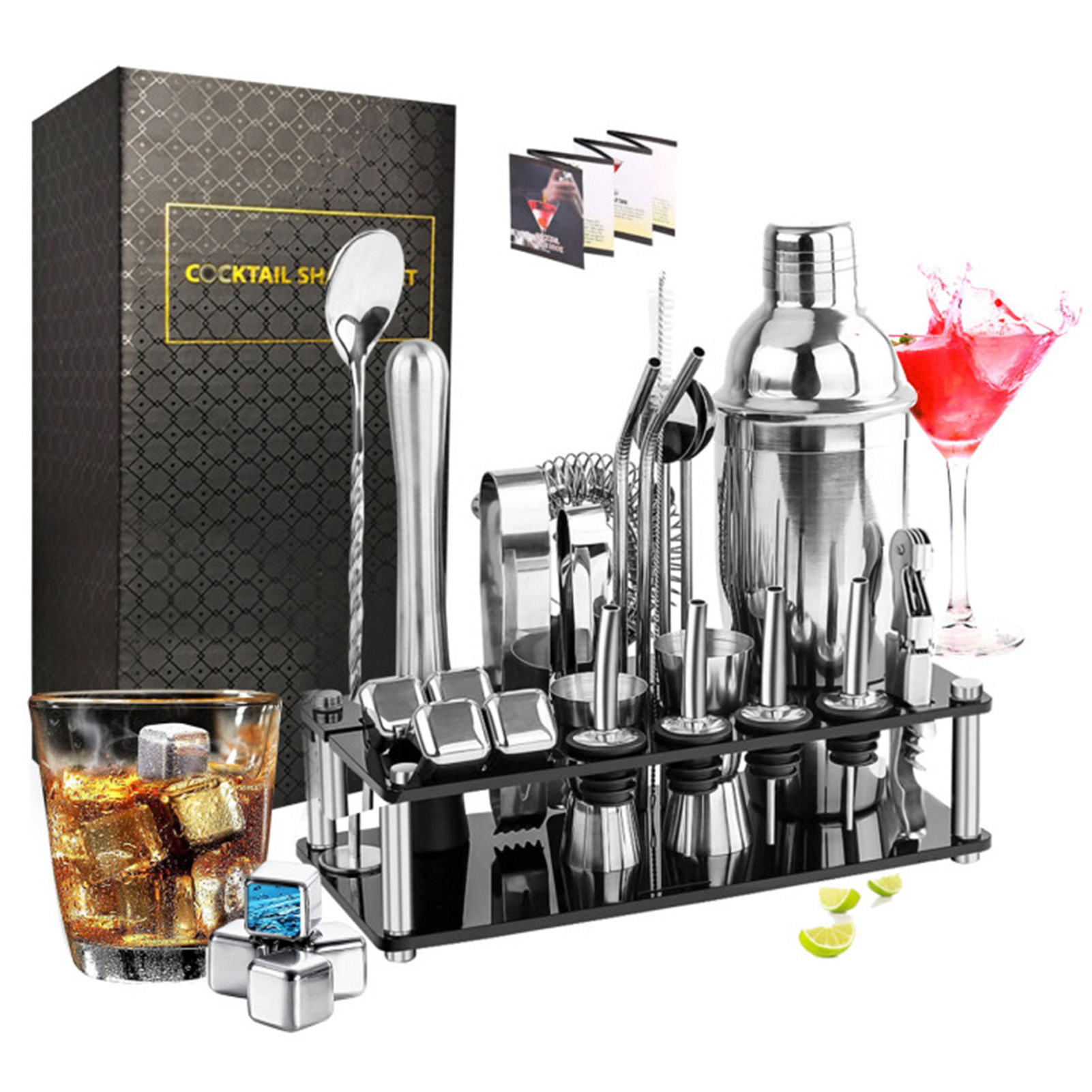 Cocktail Recipe Book - Kokteyl yapma seti çalkalayıcı paslanmaz çelik