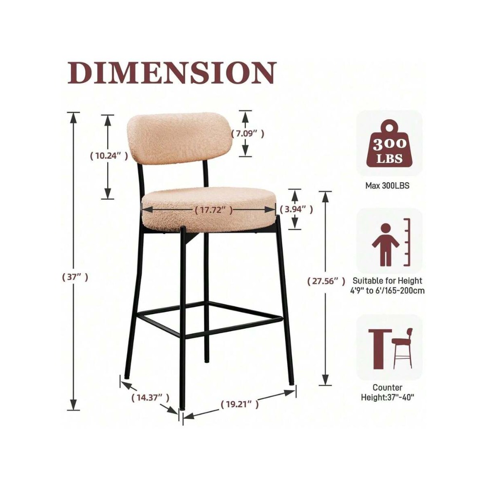 Bej Bar Sandalyesi 2'li Set, 2 - Home Bar And Counter incelemesi ve fiyatı