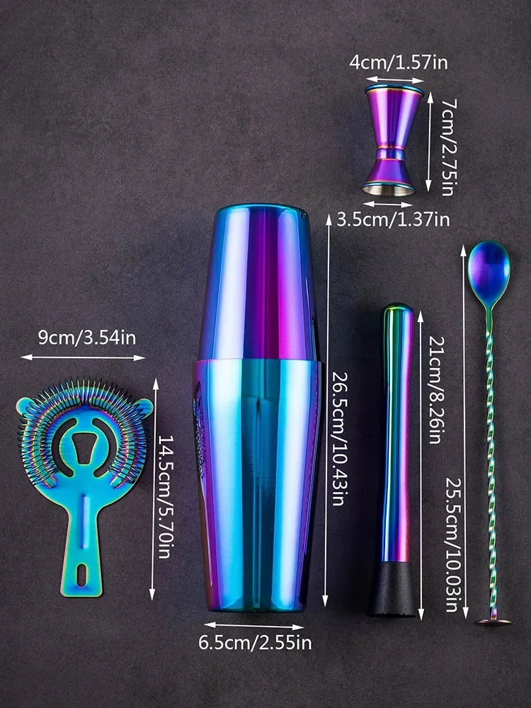 5/7 adet gökkuşağı kokteyl Sha - Boston Shaker Set incelemesi ve fiyatı